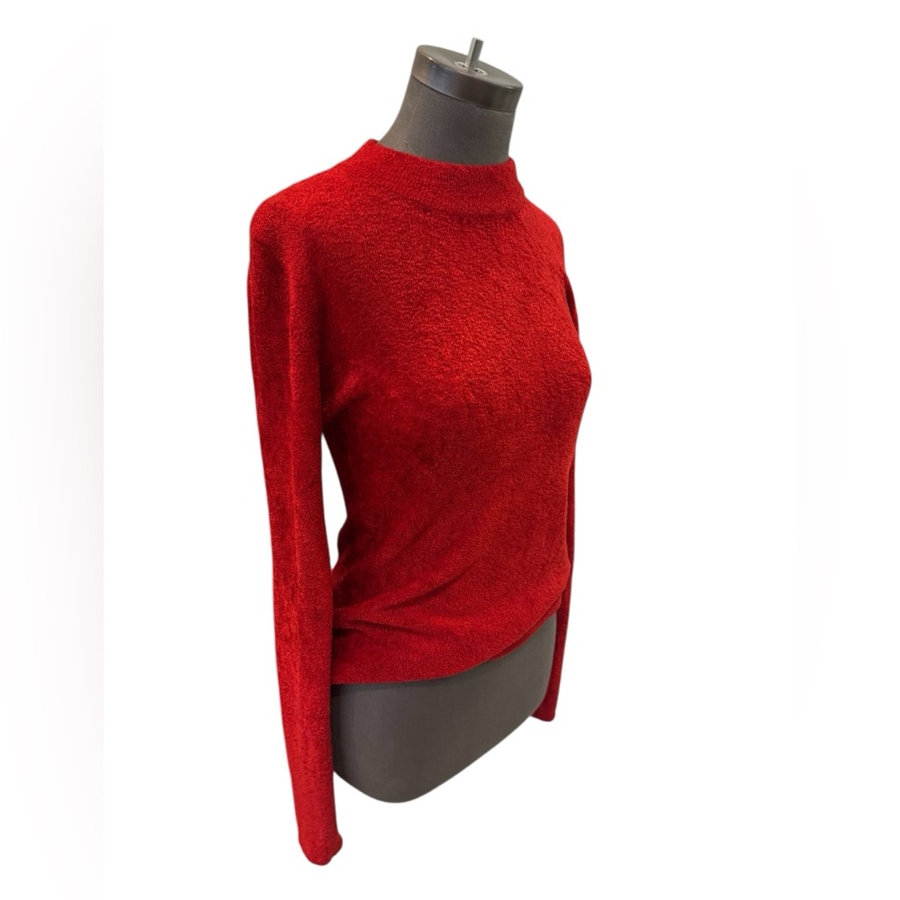 Vintage Susie Tompkins Chenille Sweater Red Boat Neck Large